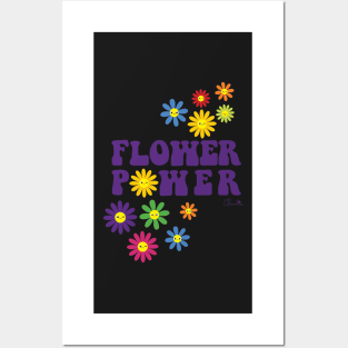 Sticker Style Flower Power Multi Color Happy Face Daisies Posters and Art